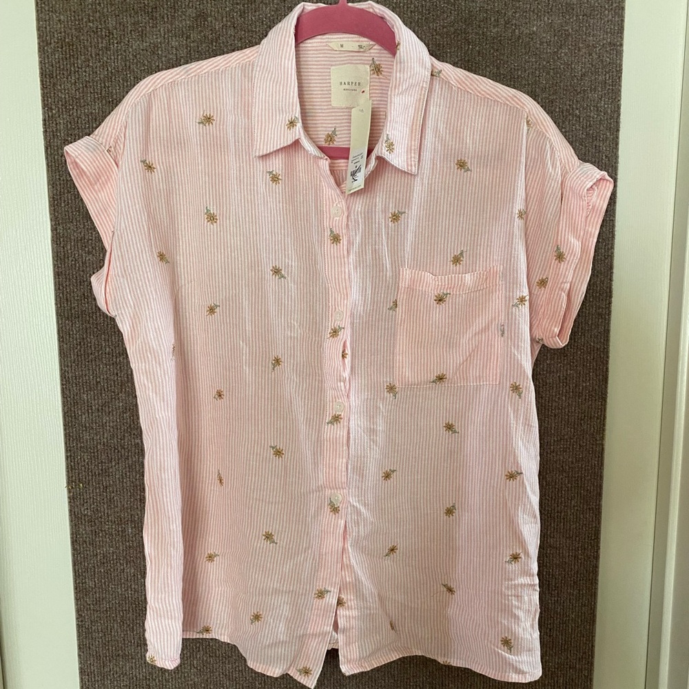 Harper Flowered Button-up Top NWT